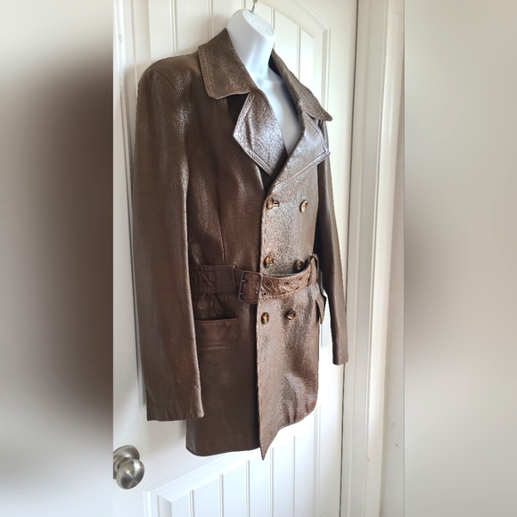 Vintage Brown Leather Jacket size 42 Medium Women - Picture 2 of 8